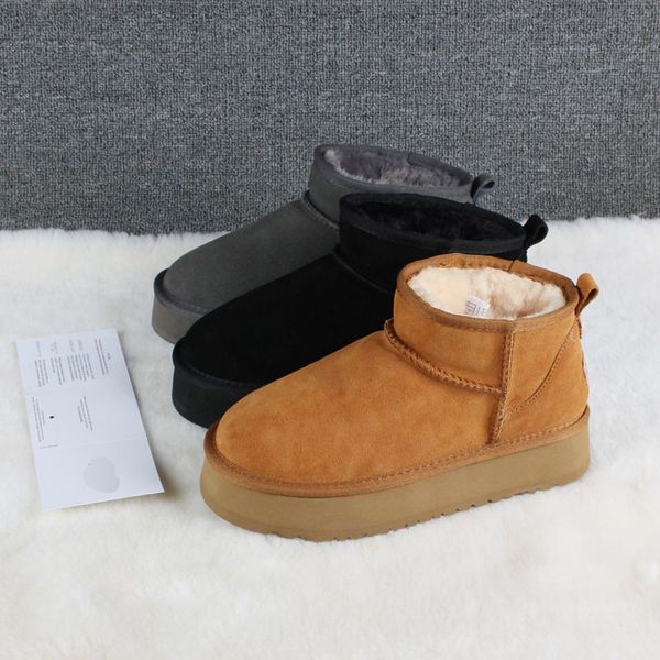 Snow Boot Ultra Mini Platform Winter Boots Woman Man Warm Fur Designer Bottes Australia Luxurious Shoes Chestnut Grey Black EU35-44
