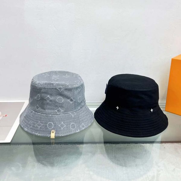 Designer bucket hat cowboy hat cherry foldable hatwide brim hats women jeans bucket hat denim fitted flanging bonnet fisherman sunhat sunscreen farm hat