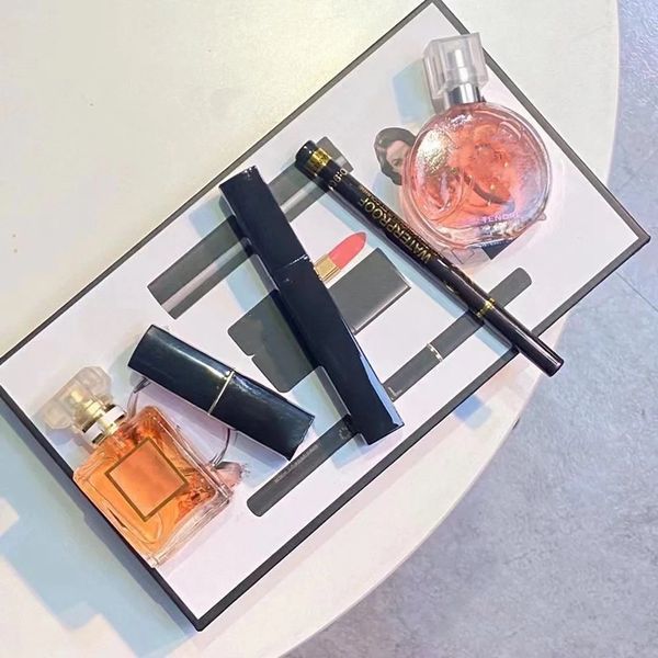 5A Classical Makeup Set Collection Matte Lipstick 15ml Perfume 3 in 1 Cosmetic Kit with Gift Box festival for Women lady lasting 5pcs 6pcs make up kit