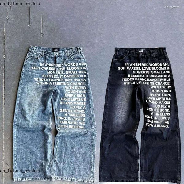 Men's Jeans Y2K Men Vintage American Pattern Letter Streetwear Gothic Harajuku Hip Hop Women Fashion Casual Wide Leg 226