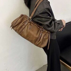 2025 New Women's Fashion Versatile Premium Commuter Underarm Dumpling Bun Large Capacity Folded Single Shoulder Stick Bun
