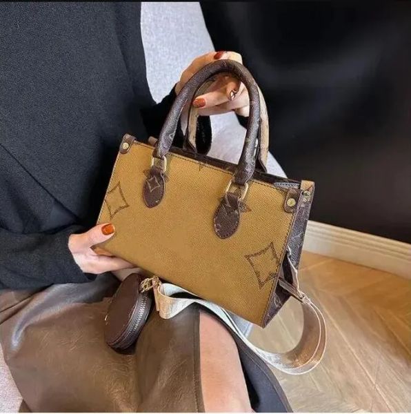 Coussin 2 Piece Set Accessoires Designer Bags Wallet Shoulder Messenger Handbag Women Flower Black Pink Bag Purse Crossbody