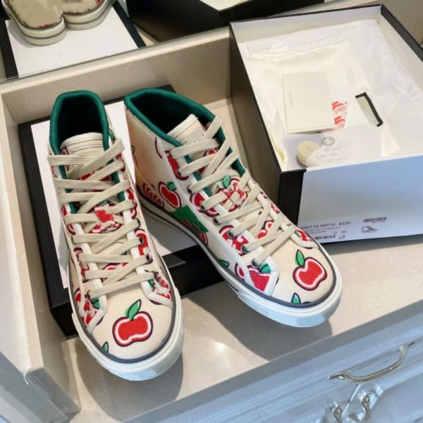 New Fashion Women's Boots Luxury Designer Embroidery Shoes High top Classic Canvas Shoes Lace up Letter Rubber Flat Candy Color Outdoor Anti slip 36-40