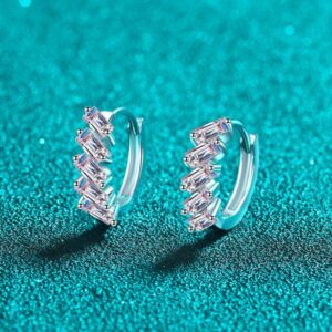 S925 Silver Moissanite Earrings Emerald Cut Rectangular Earrings for Women, Elegant and Luxurious Gift Idea for Girlfriend.