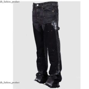 Galeryly Jeans Dept Men's Jeans Men's Denim Work Pants Fashion Stretch Patch Denim Stacked Flare Pants 304