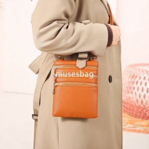 European and American women high-quality mobile phone bag soft leather single shoulder diagonal cross bag Korean version fashionable and trendy zipper zero wallet