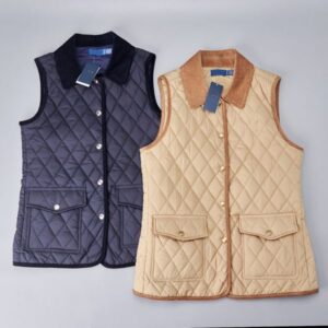 Women's Vests Designer Grid Quilted Thread Simple Small Stitch Embroidery Logo Collar Cotton Clothes Cotton Clothes