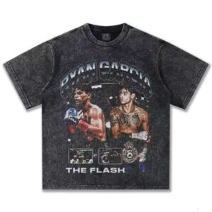 Ryan Gecia Washed Vintage Short Sleeve 100% Cotton American Heavy Direct Spray Print Small Collar Oversized Sweatshirt Fitted T-Shirt