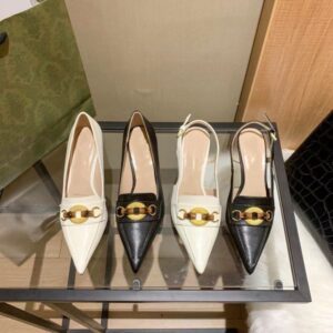 G Sandals Bamboo Buckle Women Brand High Heels New Designer Black White Leather Luxury Pointy Single Strap Shoe Sexy Metal Dress Party Shoes