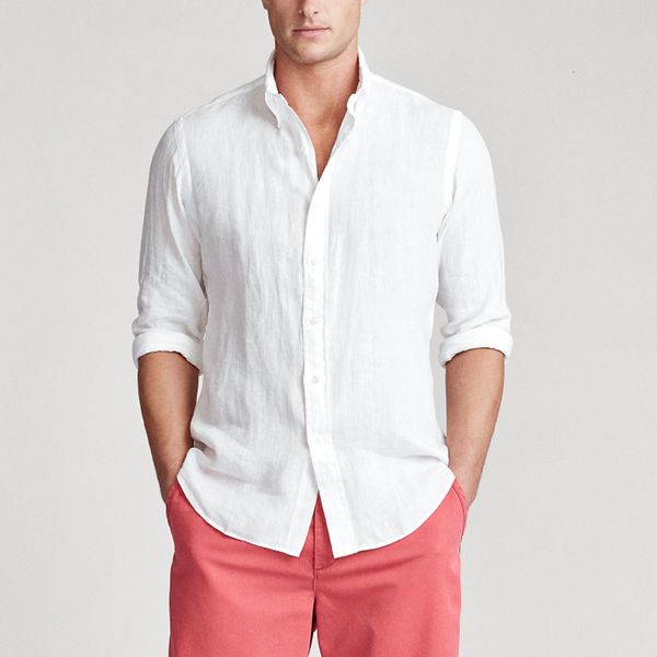 Men Linen fabric Casual Shirts Classic Long Sleeve Business Shirt Fashionable Embroidered Casual Shirt for Spring and Autumn Striped Shirts Plaid Designer Shirt