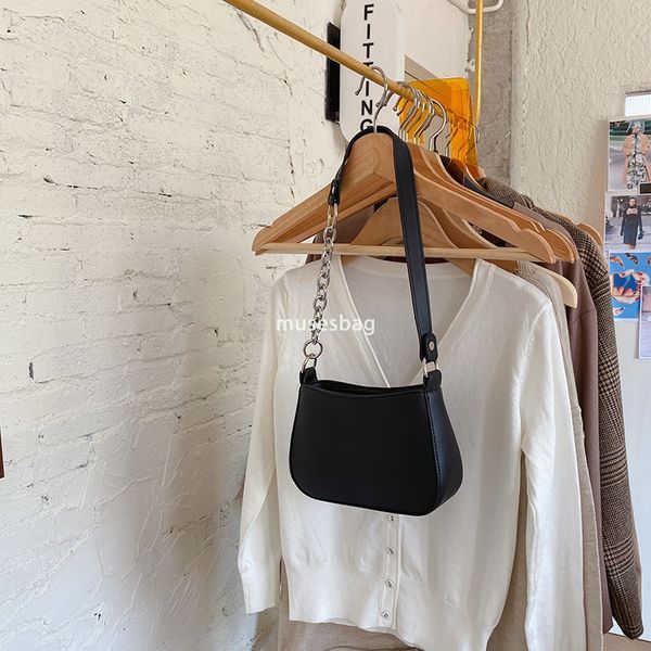 New Instagram Stir Fried Black Spliced Underarm Bag with French Stick Bag European and American Street PU One Shoulder Handbag Women Trendy