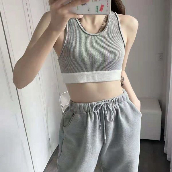 Designer Tank Top Women T Shirt Vest Tops Tees Summer Women Crop Top Embroidery Sexy Off Shoulder Black Casual Sleeveless Backless Top Shirts Solid Stripe Color Vest