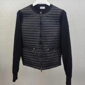 Women Round Collar Down Coat Wool knitting Splicing luxurious Design Jacket Clothing Slim Zippers Parkas Black White Color Outerwear