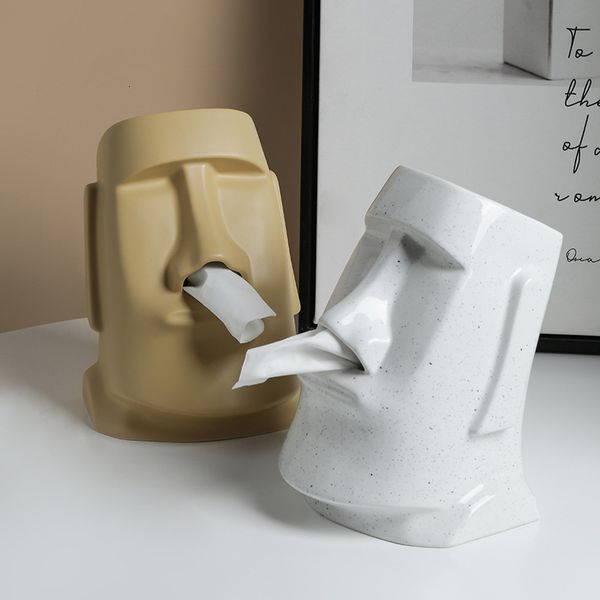 Stone Statue Tissue Box Decoration Living Room Dining Table Coffee Home Creative Ceramic Storage Containers Jar