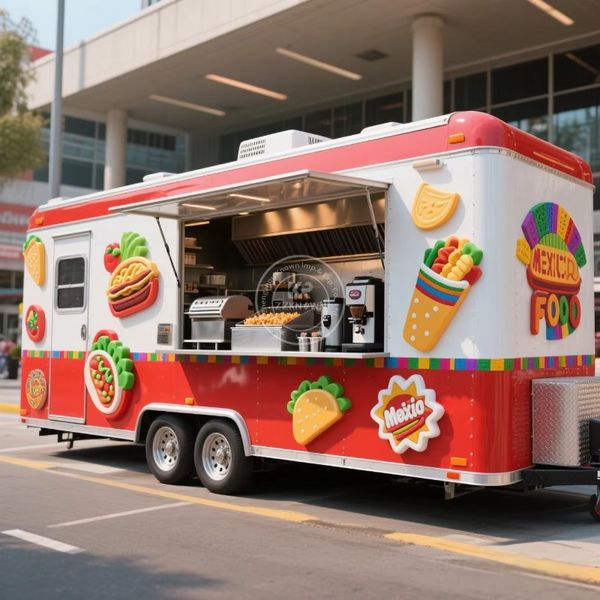 2025 Mini Unpowered Mobile Coffee Trailer Food Vending Cart Food Car Custom Color Pull The Dining Cart for Sale