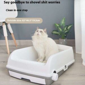Extra large semi-automatic cat toilet, semi enclosed cat litter box, large cat litter box, anti splash cat supplies