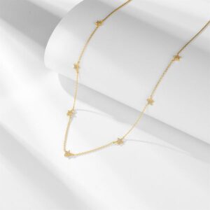Simple and fashionable niche design S925 pure silver gold-plated star pendant necklace for women, versatile and high-end necklace