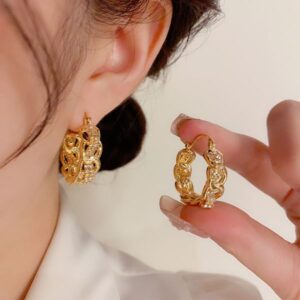 Luxury Geometry Earrings Ear hoop Designer 18k Gold Plated Zirconia Earrings for Women Diamond Earrings Wedding Party Jewelry Gifts
