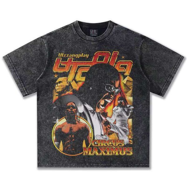 Summer Style Men's T-Shirt Direct Print Short Sleeve Heavy Fashion Plus Size Casual Loose Fit 300g