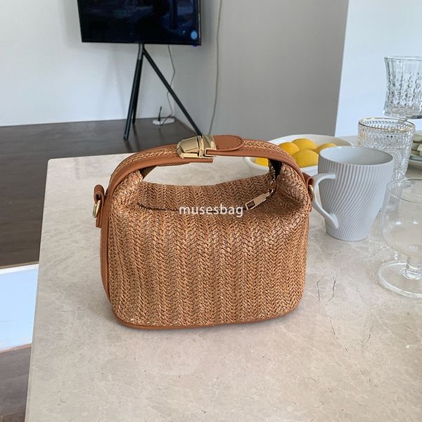 Korean women temperament practicality multifunctional Instagram woven small bag for leisure large capacity handheld one shoulder crossbody bag summer