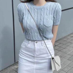 Women T-Shirt Pony Designer Button Style Knit Tee Slim Fit Cotton Soft Breathable Inspired Top womens designer clothing Embroidered Pony T shirt