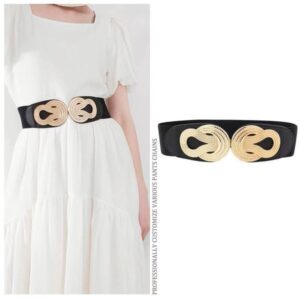 Elegant Vintage Twisted Buckle Elastic Waistband Chic Matching Set for a Timeless Look