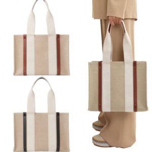 Tote Bag Designer Bag Handbag Wooden Handbag Designer Women's Fashion Linen Beach Bag High Quality Shoulder Bag Large Capacity Shopping Bag Handbag Luxury bag