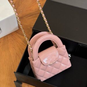 Women Portable Shoulde Bag Fashion Mini Shopping Bags with Handle Glossy Oil Wax Leather Gold Hardware Matelasse Chain Luxury Handbags Cross Suitcases Wallet 12.5cm