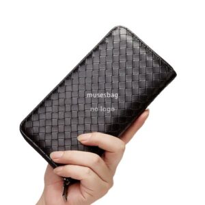 Men's and women's universal microfiber leather long purse purse embroidered zipper purse multi-card short purse