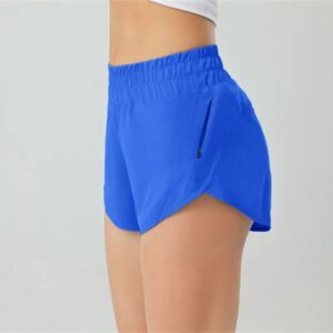 Womens Sports Yoga Shorts High-Rise Lined Pockets Shorts Fitness Wear Women Short Pants Girls Running Elastic 88240 2.5 inch Inseam