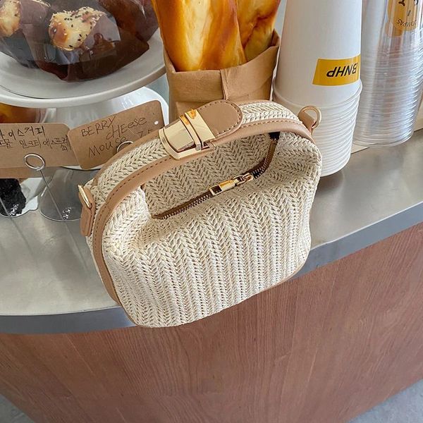 Best Straw Crossbody Bag For Women 2023 Fashion Small Knitting Tote Bohemian Summer Purse Handbag Travel Bucket Beach Bags 240821