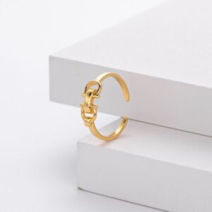 s925 sterling silver foreign trade wholesale trendy belt buckle double D open ring light luxury luxury horseshoe fashion ring