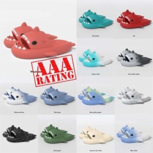 new foam runner designer shark slippers sliders men women kids slides pink blue grey pillow slides sandals soft thick cushion slipper cloud slide indoor shoes