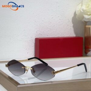 oval frameless classic designer sunglasses for women eye cat minimalist cheetah glasses polygons gradient buff horn eyeglasses for men gafas de sol with box 0399S