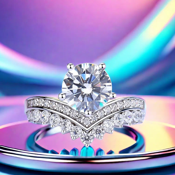 2CT D color VVS1 Moissanite ring S925 sterling silver crown design classic trendy princess wedding ring accessory for your baby and sister