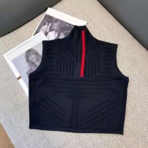 Womens Tanks Shirt Vest Designer Woman Tops Tee Knits T Shirts Sleeveless High Neck Striped Embroidery Sweaters Vests S-L