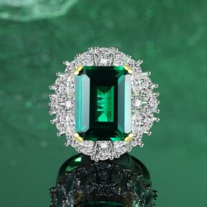 Luxury S925 Sterling Silver Green Gemstone Ring for Women, Featuring Emerald Design and High-Quality Silver, Ideal for Fashion and Special Occasions