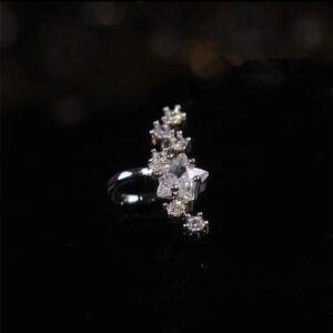 3443 Elegant Diamond Stud Ear Cuff with Piercings Needed Easy