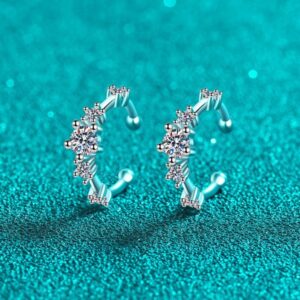 925 Sterling Silver Moissanite Ear Cuff, Non-Piercing Ear Jewelry, Trendy and Minimalist Design, Perfect for Everyday Wear or Special Occasions