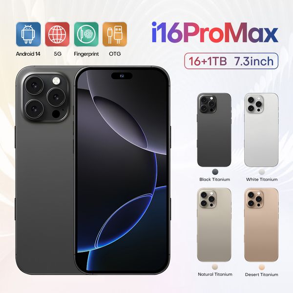 2025 Hot Cellphone Global Version I16 Pro Max Mobile Original 5G Dual SIM Smartphone 8000mAh HD Screen Cell Phone 16GB+1TB