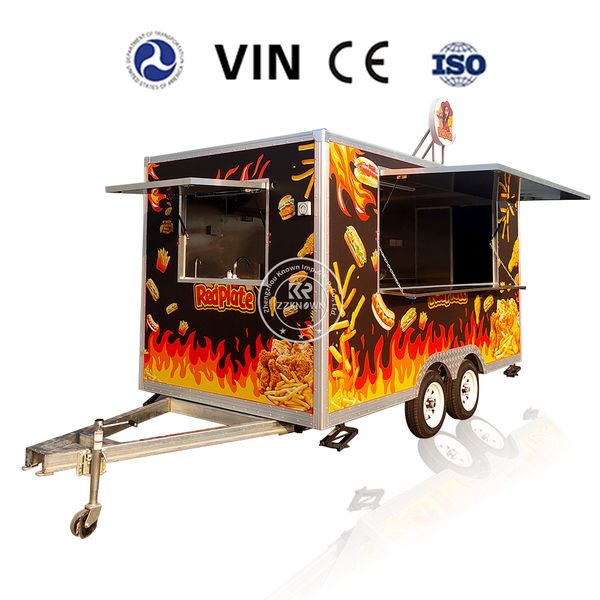 Street Fast Food Trailer Mobile Kitchen Custom Size Color Pizza Snack Coffee Truck Concession Food Truck With Full Kitchen