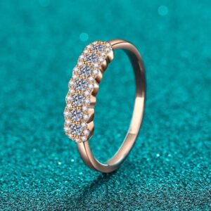 S925 Sterling Silver Champagne Gold Moissanite Ring, Minimalist Design for Women, Elegant Luxury Ring for Daily Wear