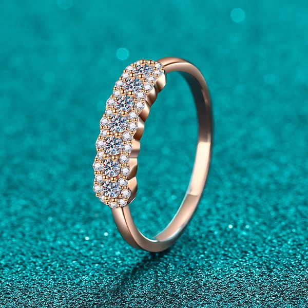 S925 Sterling Silver Champagne Gold Moissanite Ring, Minimalist Design for Women, Elegant Luxury Ring for Daily Wear