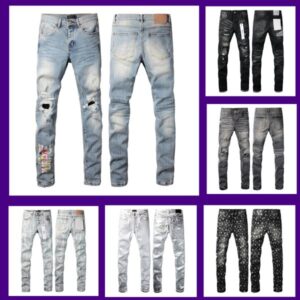 5A Mens Trousers Purples jeans for mens Denim Designer Jeans Men Black Pants High-end Quality Straight Retro Ripped Biker Jean Slim Fit Motorcycle Clothing