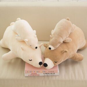 70/90/110CM Stuffed Animals Plush Lying On The Ground Throw Pillow Giant Polar Bear Doll Cartoon Toy