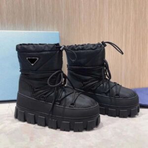 Designer boots with fashion sense classic long boots hanging small bags, thick soles comfortable foot feel Martin boots nylon calf leather fabric Trendy items