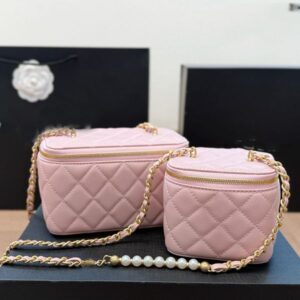 Pearl Chain Bag Designer Women Shoulder Bag Genuine Leather Caviar Checkered Pattern Gold Hardware Metal Clasp Matelasse Chain Crossbody Bags Mirror Wallet 16/10cm