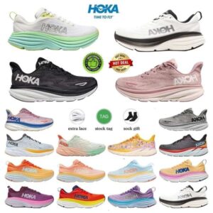ONE hokh Bondi 8 9 Clifton Shock Mens Running Shoes Womens hokhs Trainers on Black Cyclamen Sweet Lilac Carbon Triple Mesh Tennis Outdoor