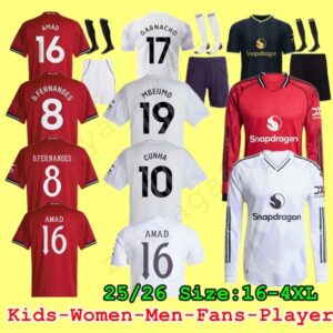 25 26 CUNHA Soccer Jerseys AMAD MAINOO GARNACHO HOJLUND B.FERNANDES Football shirt Women Men Kids kit CASEMIRO DE LIGT MBEUMO Home Away 3rd Long Sleeve jersey