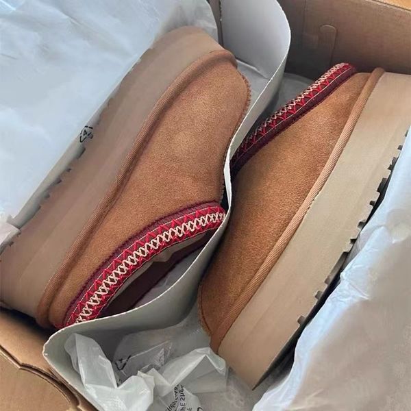 2024 New australia designer boots fur slides Classic ultra mini Tazz Suede platform snow boot womens slipper chestnut Sheepskin Shearling Winter ankle Booties